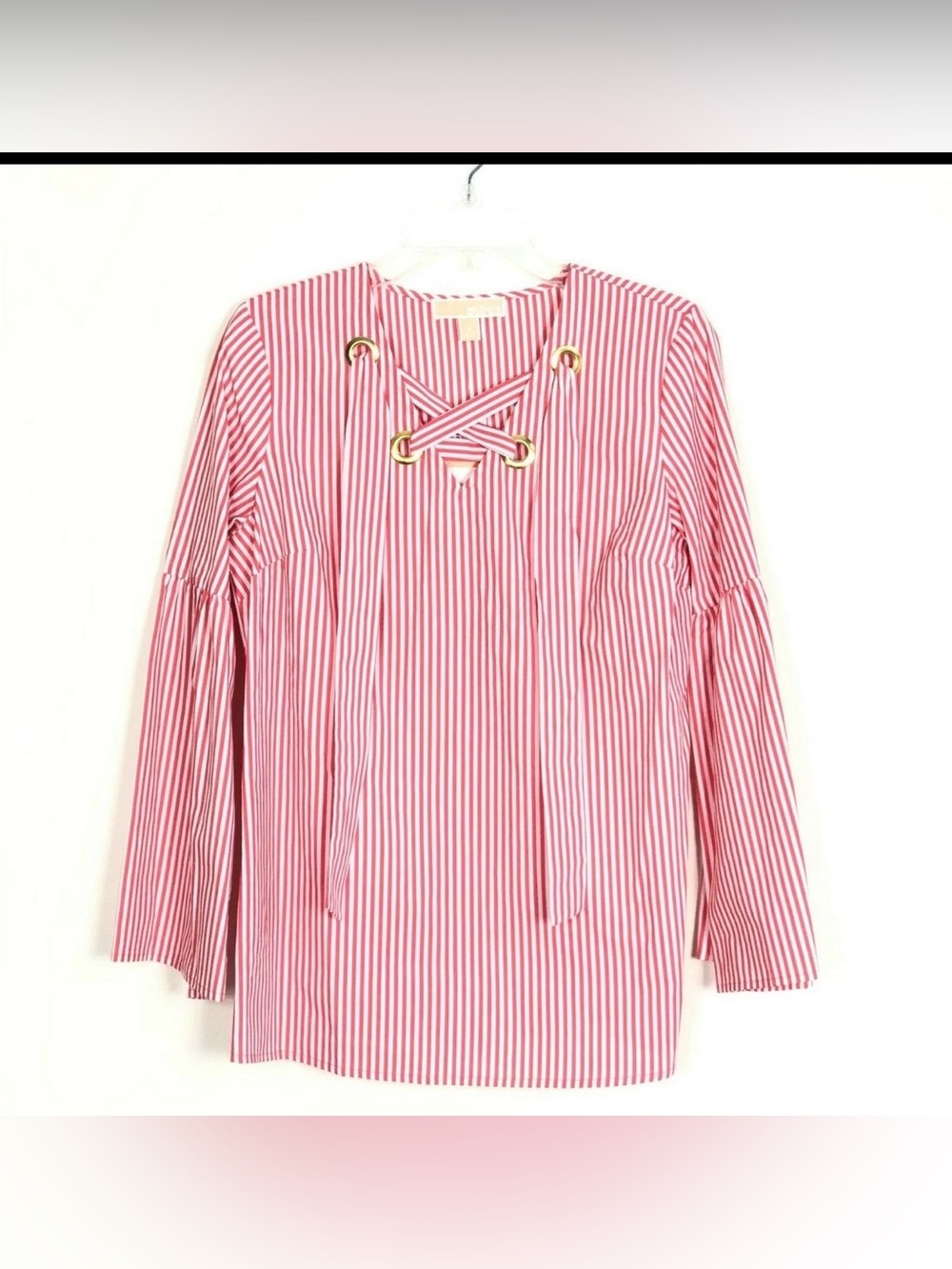 Michael Kors Red and White Striped Button-Front Shirt